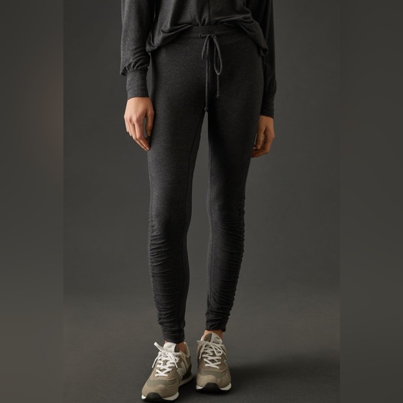 Anthropologie Daily Practice Ruched Dark Gray Leggings - Picture 1 of 14